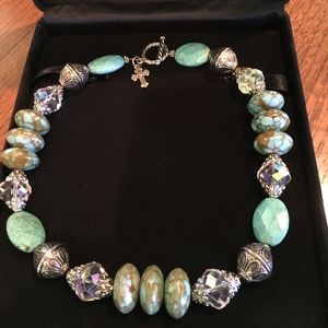 Chunky Turquoise and Crystal Beaded Necklace